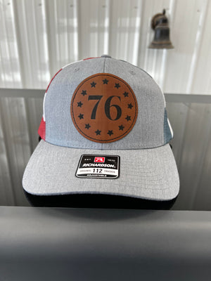 Richardson 112 Red, White, Stripe 13 star '76 Patch hat. 