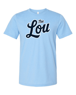 The Lou Baseball Script Light Blue T-Shirt – St. Louis Inspired Classic - 