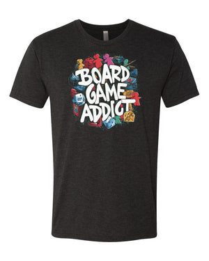 Vintage Black T-Shirt: Board Game Addict | Fun Gamer Tee -