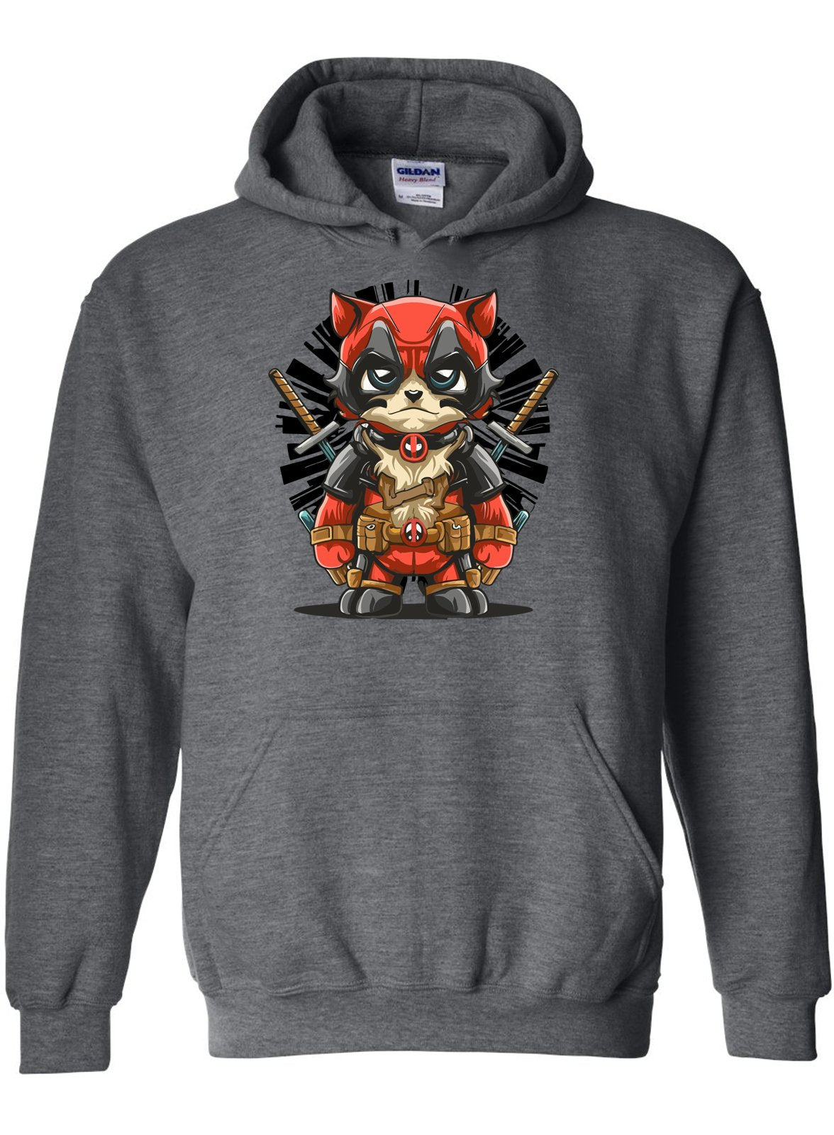 Unique Fusion: Deadpool Inspired Cat Design Hoodie -